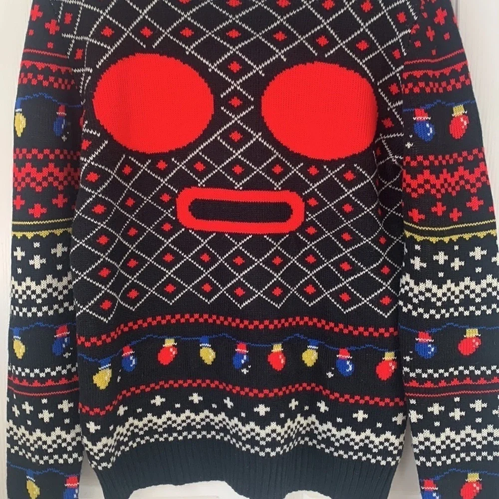Hulu Pooka! Knitted Holiday Christmas Light Sweater Black Medium